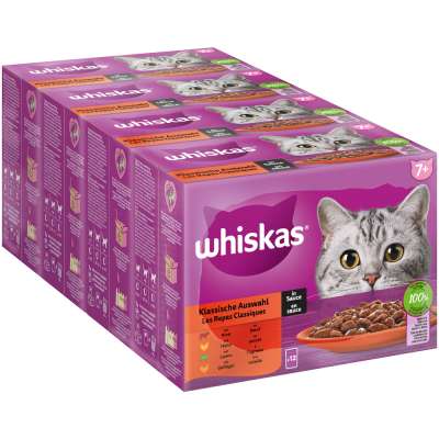 48x85g Whiskas 7+ Senior klasszikus válogatás szószban nedves macskatáp
