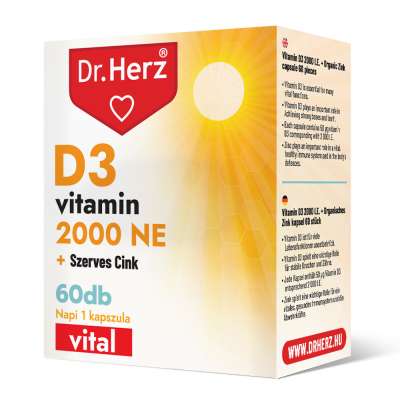 DR Herz D3-vitamin 2000 NE+Szerves Cink 60 db kapszula