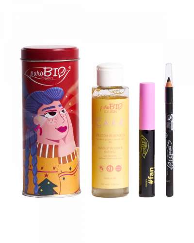 PuroBio Karácsonyi Piros csomag/ #fan Hosszabbító szempillaspirál+ Szemceruza Nr.01+ Kétfázisú sminklemosó/ 8,01ml+1,3g+ 200 ml