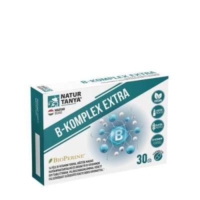 Natur Tanya® B-KOMPLEX EXTRA - 14 féle B-vitamin forma, köztük bioaktív B-vitaminok, sáfrányos szeklice és világszabadalommal védett fekete bors kivonat
