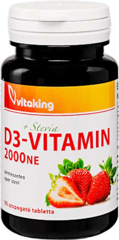 Vitaking Vitamin D3 2000Iu Szopogató Tabletta Eper Ízzel 90Db