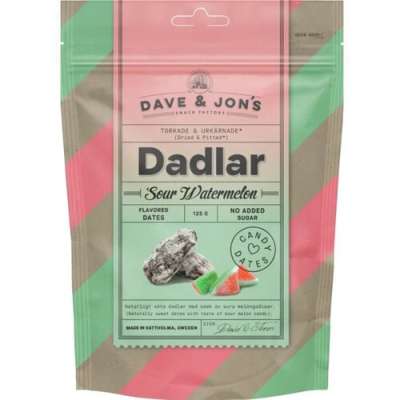 Dave & Jon's dates sour watermelon mag nélküli ízesített datolya görögdinnye ízben, hozzáadott cukor nélkül 125 g