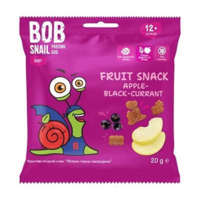 Bob Snail gyümölcs snack alma-feketeribizli 20 g