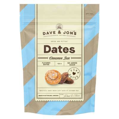 Dave & Jon's dates cinnamon bun mag nélküli ízesített datolya fahéjas csiga ízben, hozzáadott cukor nélkül 125 g
