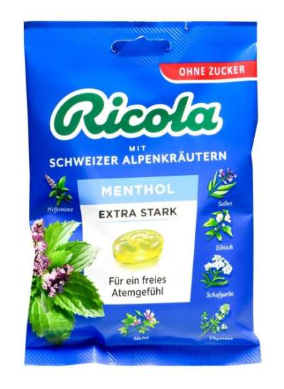 Ricola cukorka extra erős mentol zacskós 75 g