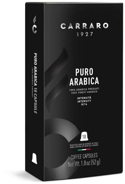 Carraro puro arabica premium kávékapszula nespresso kompatibilis 10 db