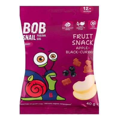 Bob Snail gyümölcs snack alma-feketeribizli 40 g