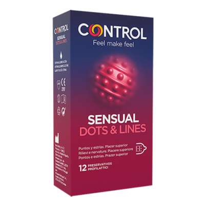 Control - bordázott, pontozott óvszer (12db)