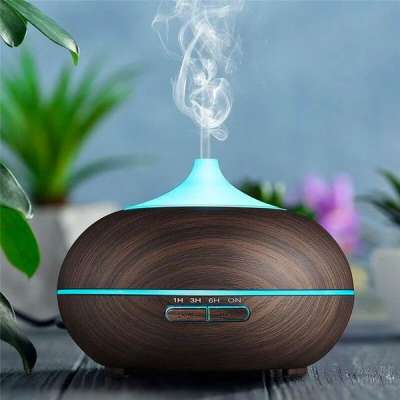 LED-es, ultrahangos fa hatású aroma diffúzor - sötét fa