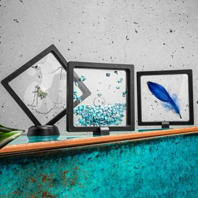 Lebegő emléktárgy-keret - fekete (3 darab)