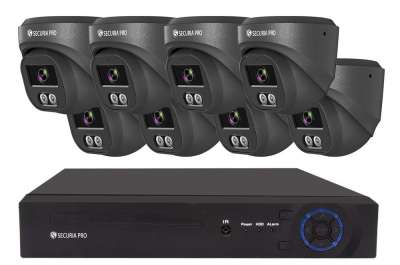 Securia Pro kamerarendszer NVR8CHV4S-B DOME smart, fekete Felvétel: 6 TB merevlemez