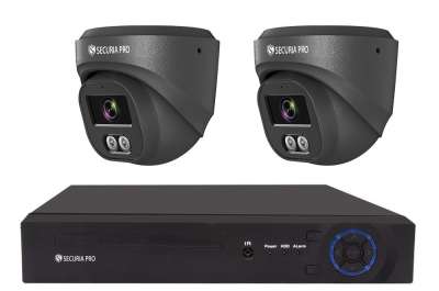 Securia Pro kamerarendszer NVR2CHV4S-B DOME smart, fekete Felvétel: merevlemez nélkül