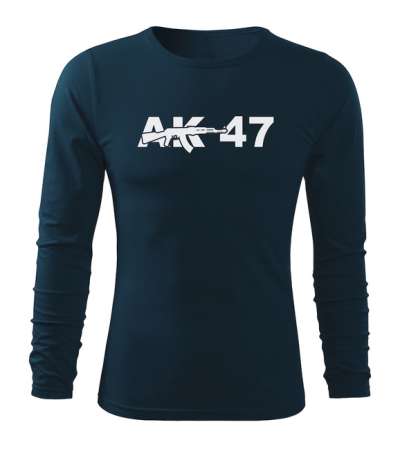 DRAGOWA Fit-T hosszú ujjú póló ak47, sötétkék160g/m2