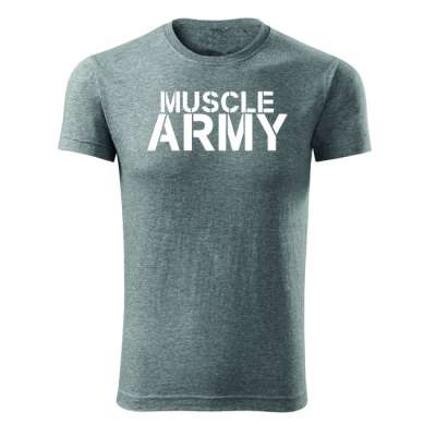 DRAGOWA fitness póló muscle army, szürke 180g/m2