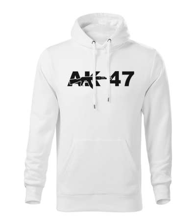 DRAGOWA kapucnis férfi pulóver ak47, fehér 320g / m2