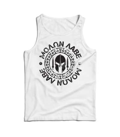 DRAGOWA férfi ujjatlan trikó Molon Labe, fehér 160g/m2