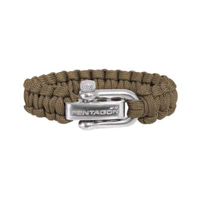 Pentagon paracord karkötő fém csattal, coyote
