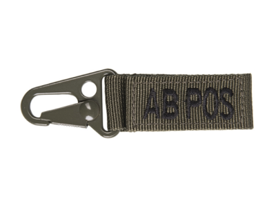 WARAGOD karabiner AB+ positive vércsoport jelzéssel, olíva színű