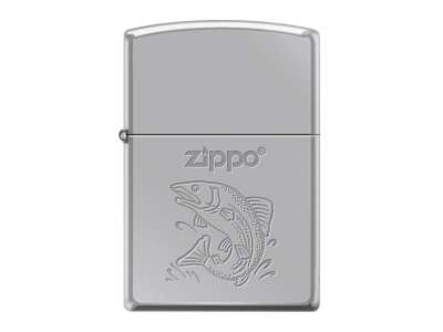 Zippo benzines öngyújtó Fish motívummal, króm