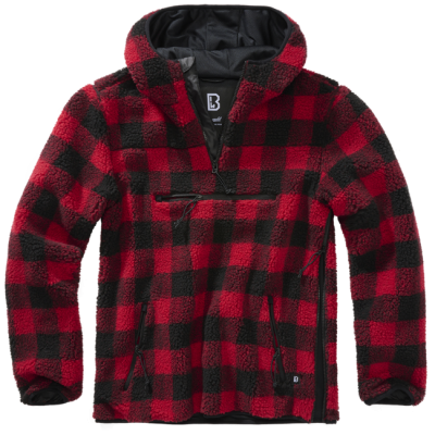 Brandit Teddyfleece Worker Pullover, red/black