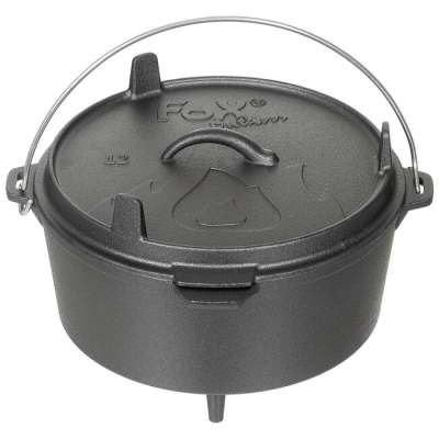 FoxOutdoor tűzálló öntöttvas edény, Dutch Oven, kb. 5,7 l
