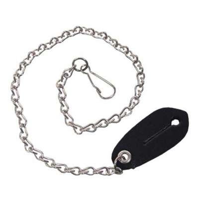 MFH Lánc karabinerrel és bőr medállal