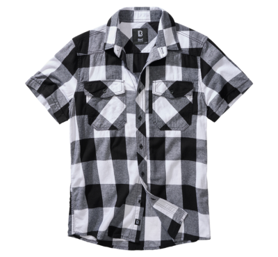 Brandit kockás rövid ujjú ing, fehér/fekete