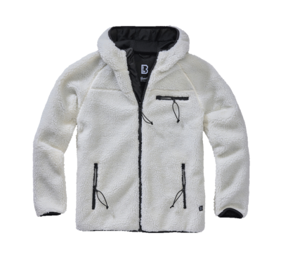 Brandit fleece kapucnis kabát Teddyfleece Worker, fehér