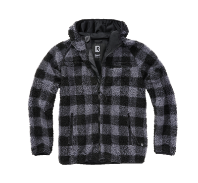Brandit fleece kapucnis kabát Teddyfleece Worker, fekete/szürke