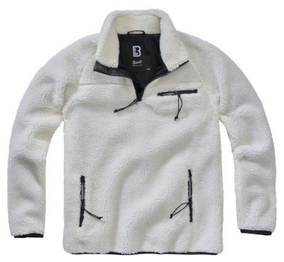 Brandit gyapjú kabát Teddyfleece Troyer, fehér