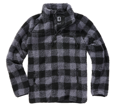 Brandit gyapjú kabát Teddyfleece Troyer, fekete/szürke