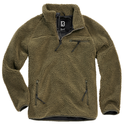 Brandit gyapjú kabát Teddyfleece Troyer, olívazöld