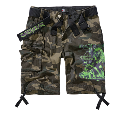 Brandit Iron Maiden Savage rövidnadrág The Number of The Beast, darkcamo