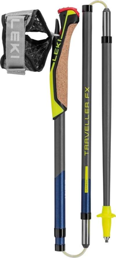 LEKI Nordic Walking botok Traveller FX.One Carbon, ezüst-szürke- éjkék sötét metál-neonsárga, sötét metál-neonsárga