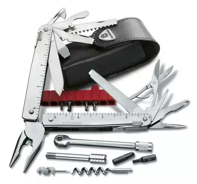 Victorinox multifunkcionális szerszám bőr tokban SwissTool X Plus RATCHET