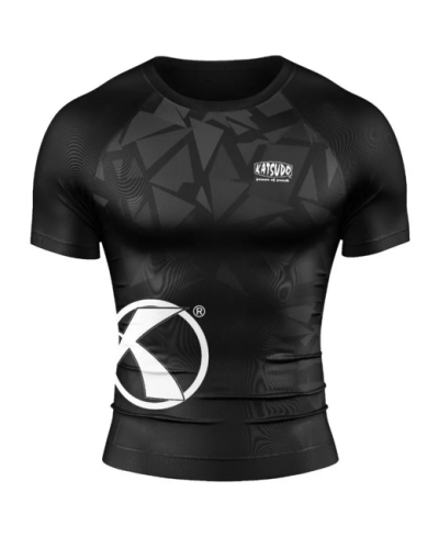 Katsudo póló Rash Guard rövid ujjú, fekete-fehér, fekete-fehér