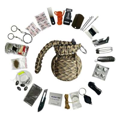 WARAGOD Paracord túlélő készlet Menel, terepszínű prérifarkas