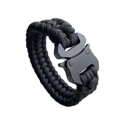 WARAGOD Paracord karkötő fémkapoccsal Avär, fekete