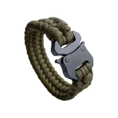 WARAGOD Paracord karkötő fémkapoccsal Avär, zöld