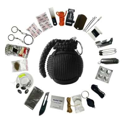 WARAGOD Paracord Menel túlélő készlet, fekete