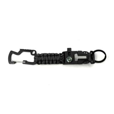 WARAGOD Paracord túlélő multifunkcionális kulcstartó 8 az 1-ben Kulcstartó, fekete