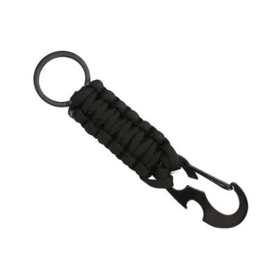 WARAGOD Paracord túlélő multifunkcionális kulcstartó 4 az 1-ben Sanya, fekete
