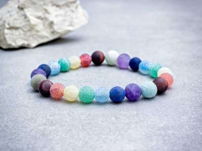 Szivárvány achát ásvány karkötő