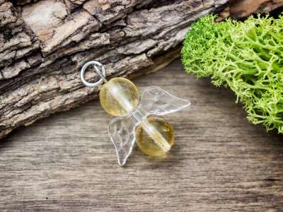 Gazdagság angyal citrin ásvány medál