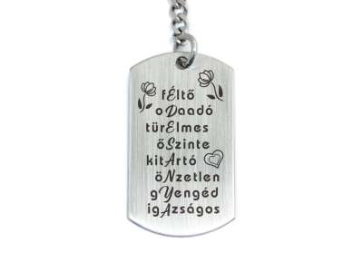 Utánozhatatlan édesanyám acél medálos kulcstartó