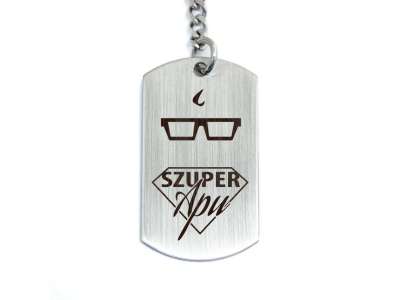 Szuper Apu acél medálos kulcstartó