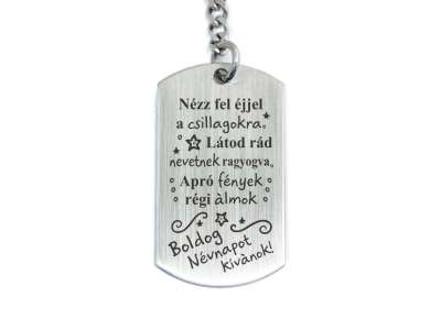 Nézz fel éjjel a csillagokra acél medálos kulcstartó
