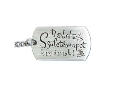 Boldog születésnapot kívánok acél medálos kulcstartó