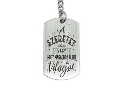 A szeretet maga a vágy acél medálos kulcstartó