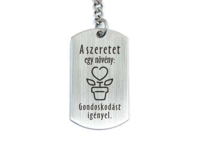 A szeretet egy növény acél medálos kulcstartó
